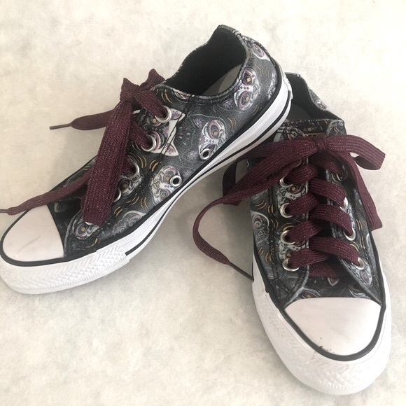 Converse sneakers sugar skull cat print women’s size 6 all star chucks cat lady - Picture 1 of 9